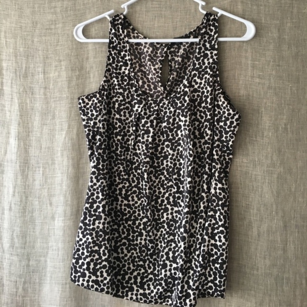 Cream and black polka dotted top